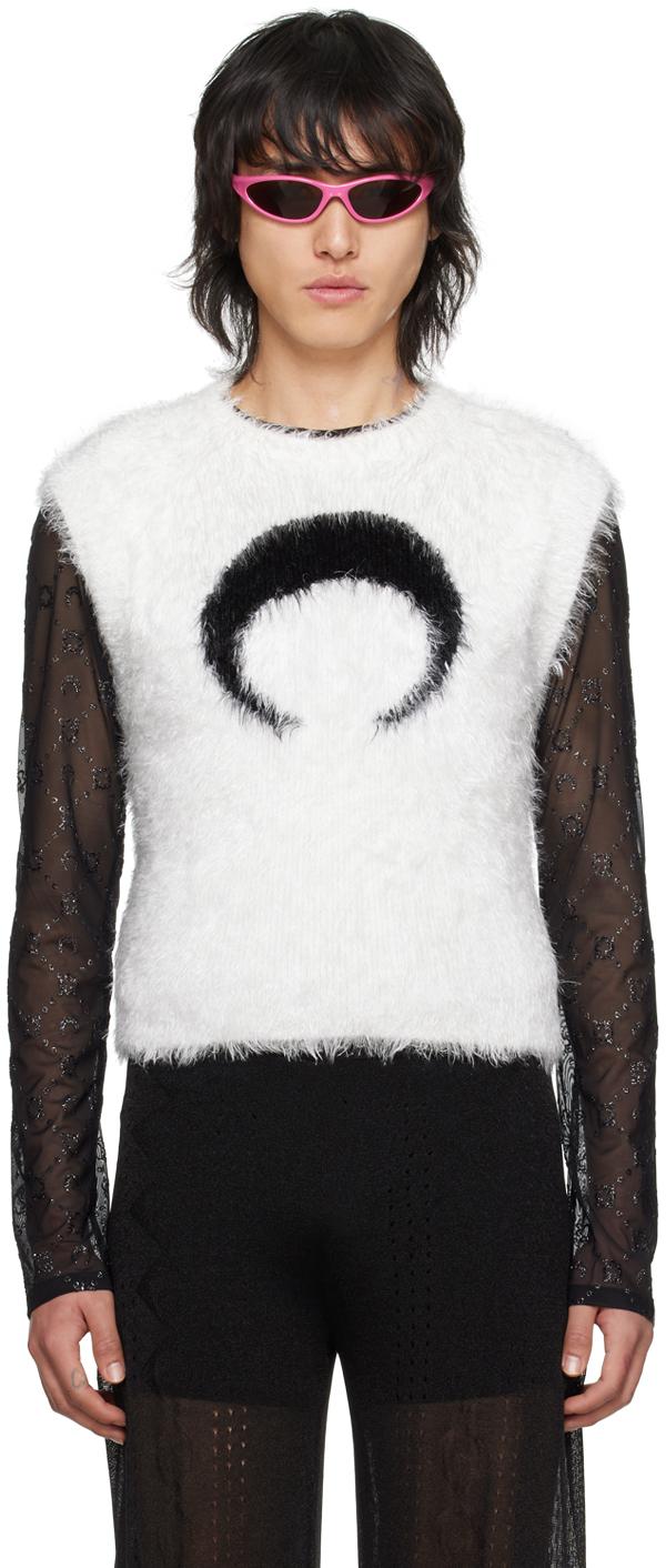 Pull wild blanc casse en tricot a poils longs Marine Serre pour homme en coloris Noir Lyst