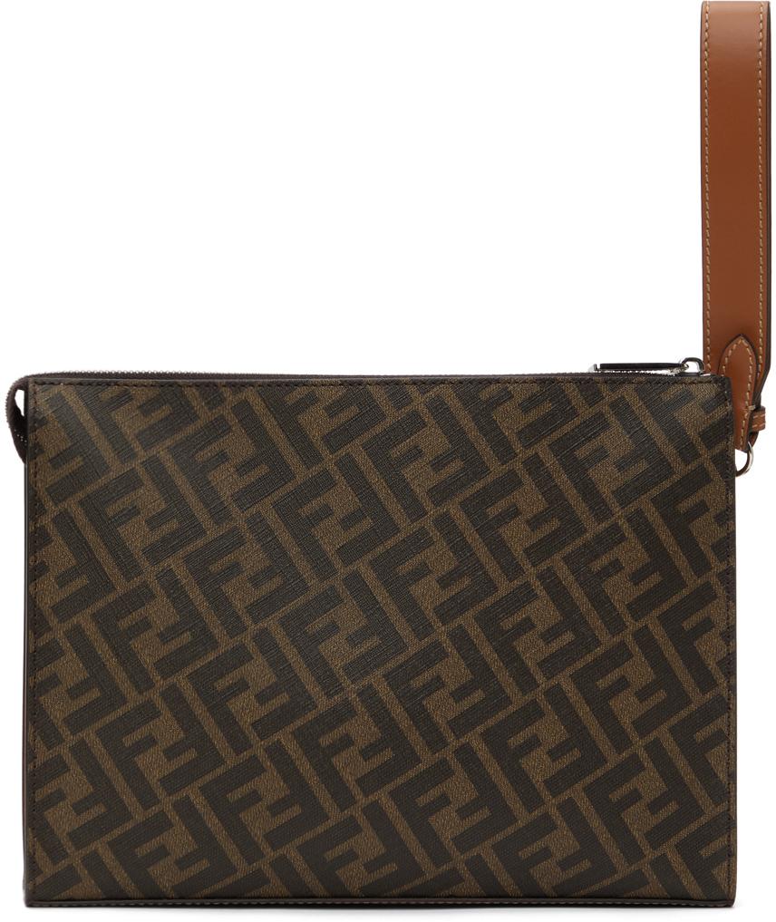 fendi brown leather pouch