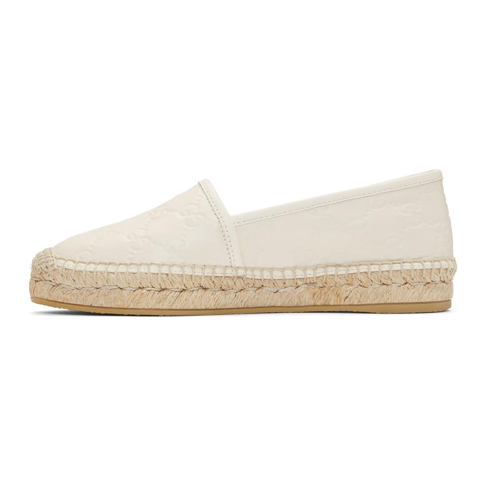 gucci signature leather espadrille white