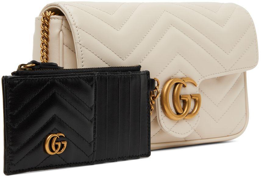 Gucci Off-white gg Marmont Bag in Black | Lyst