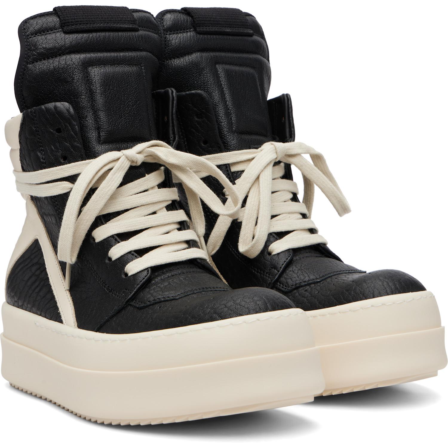 Rick Owens Off- Temple Mega Bumper Geobasket Sneakers in Black 