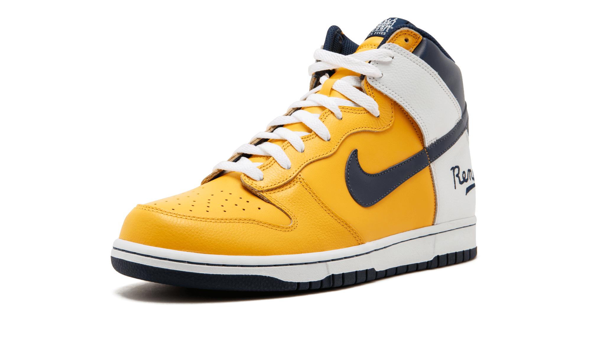 nike dunk high blue and yellow