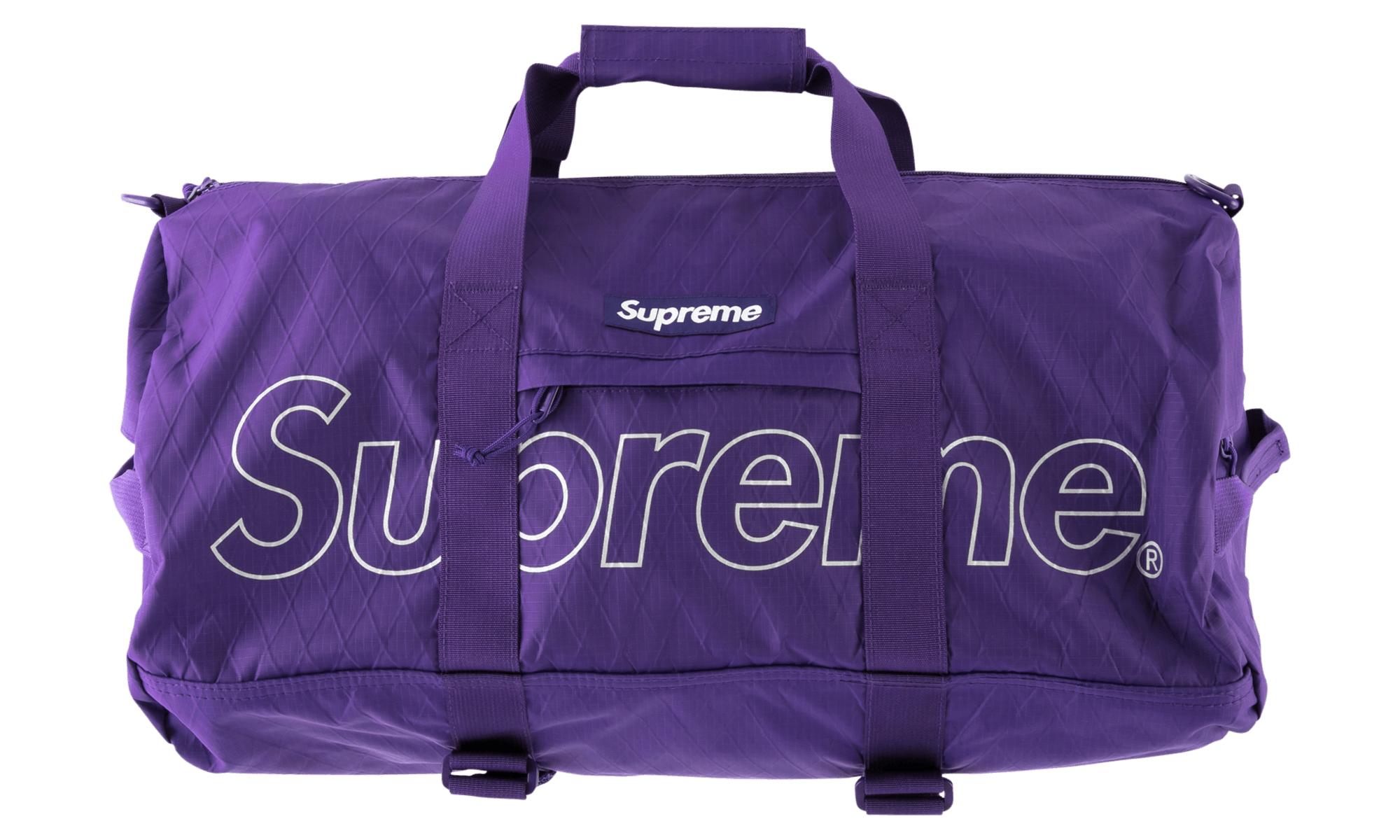 purple duffle bag