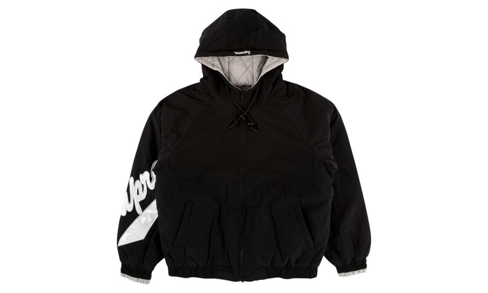 supreme sleeve script sideline jacket black