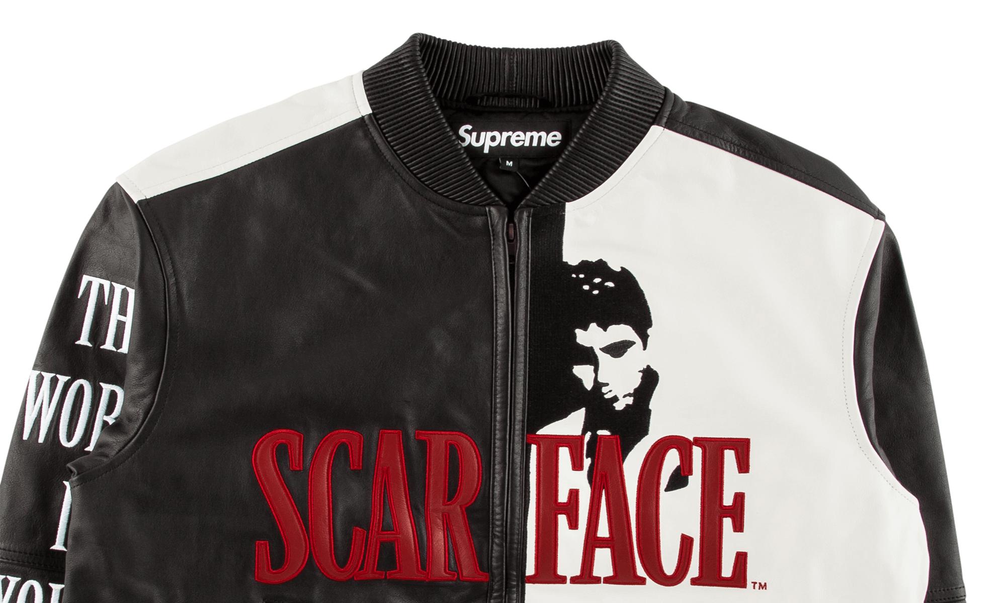 Supreme Scarface Embroidered Leather Jacket Black for Men - Lyst