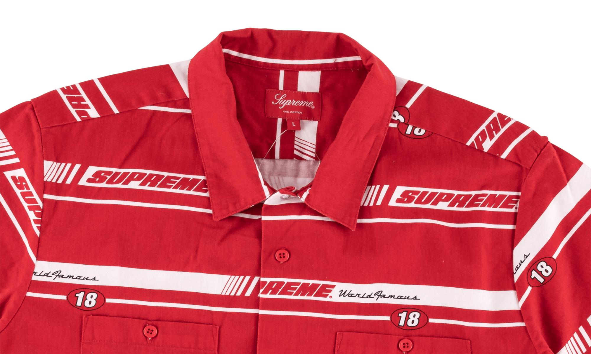 supreme striped racing work shirt