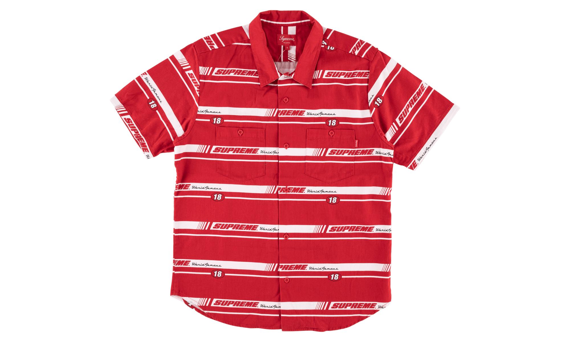 supreme striped racing work shirt