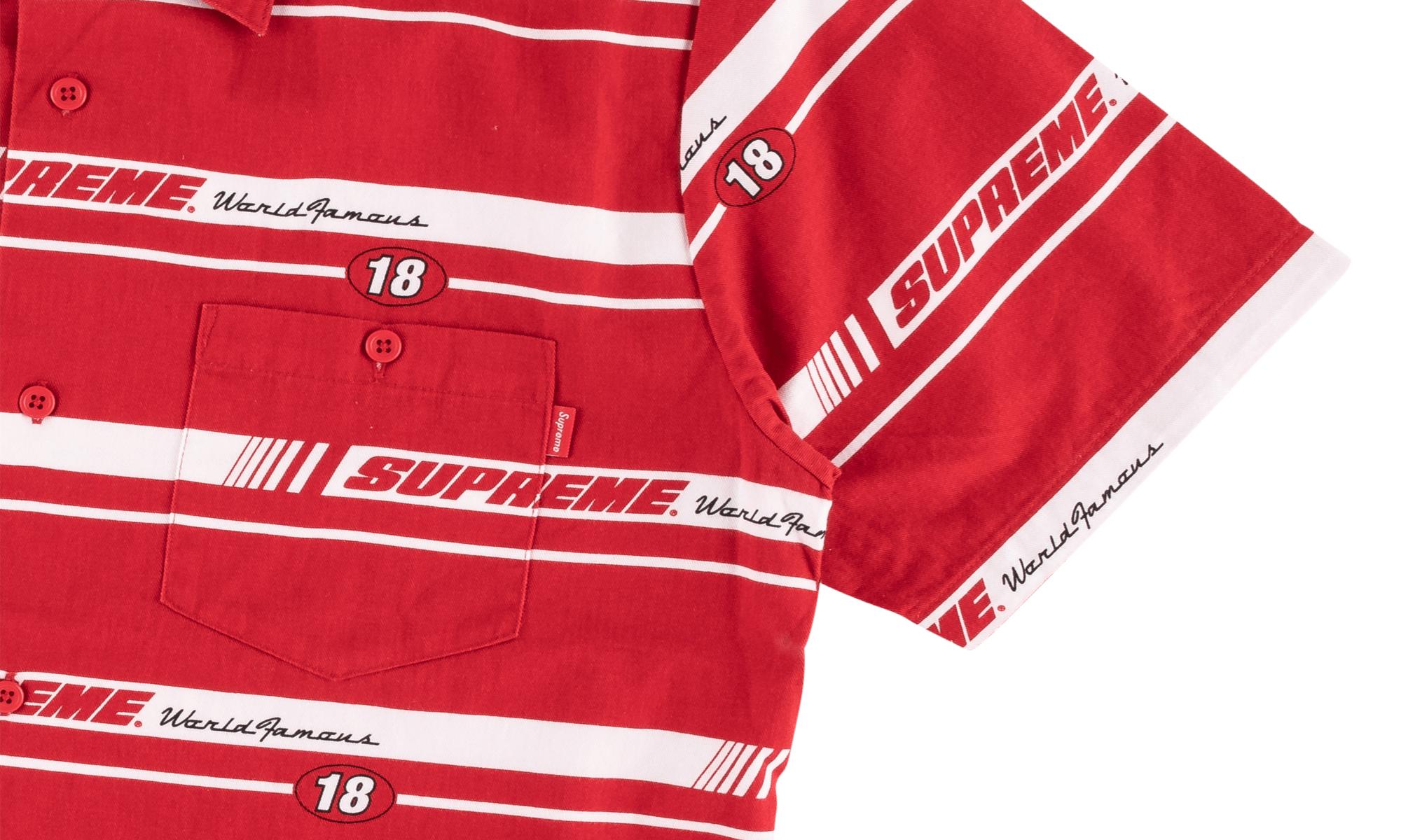 supreme striped racing work shirt