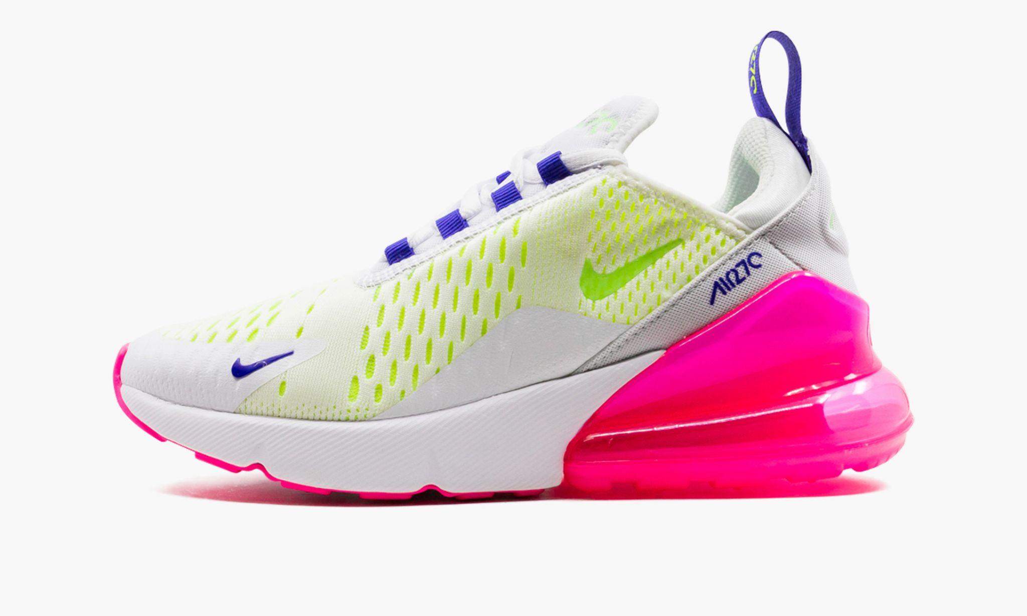 Nike pink and white air max Rubber Air Max 270 "white / Pink Blast / Volt" Shoes | Lyst