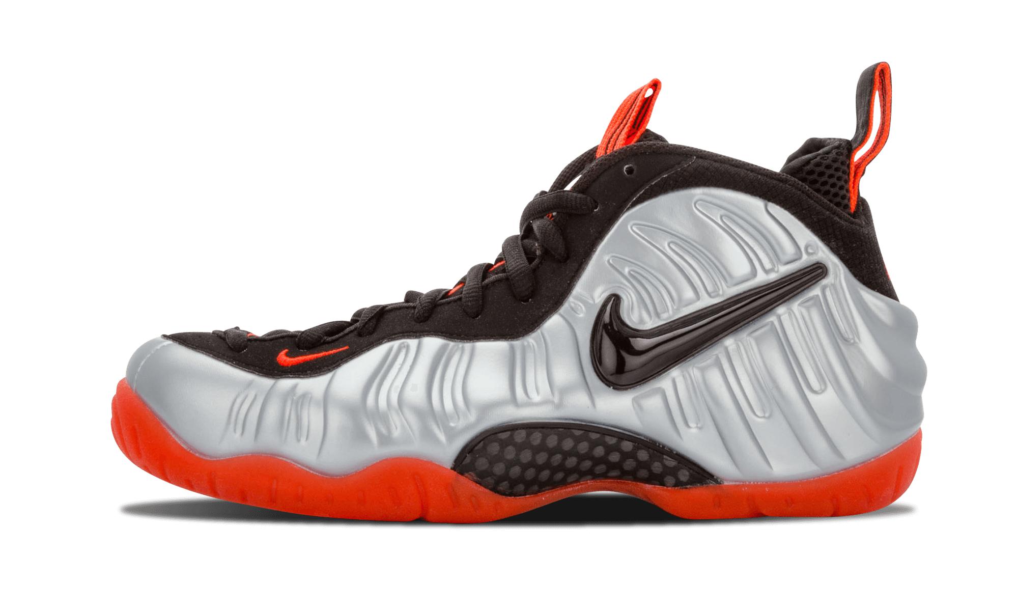 silver and red foamposites