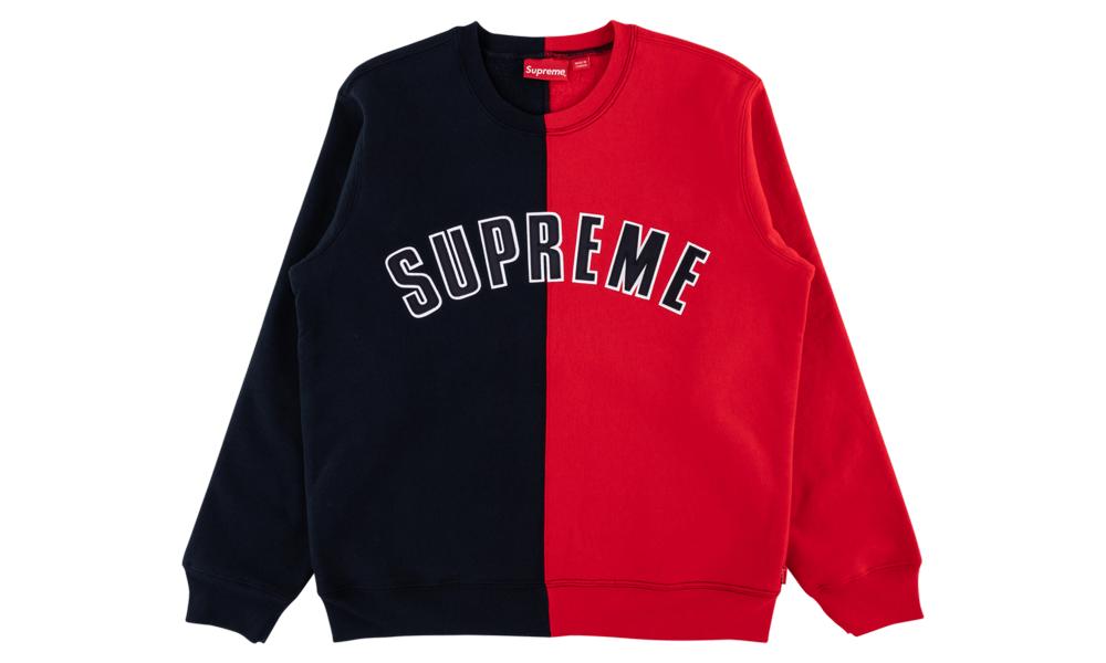 supreme split crewneck navy