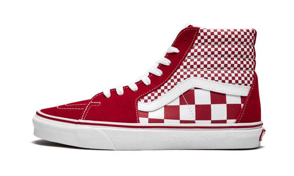 vans checkered shoes red