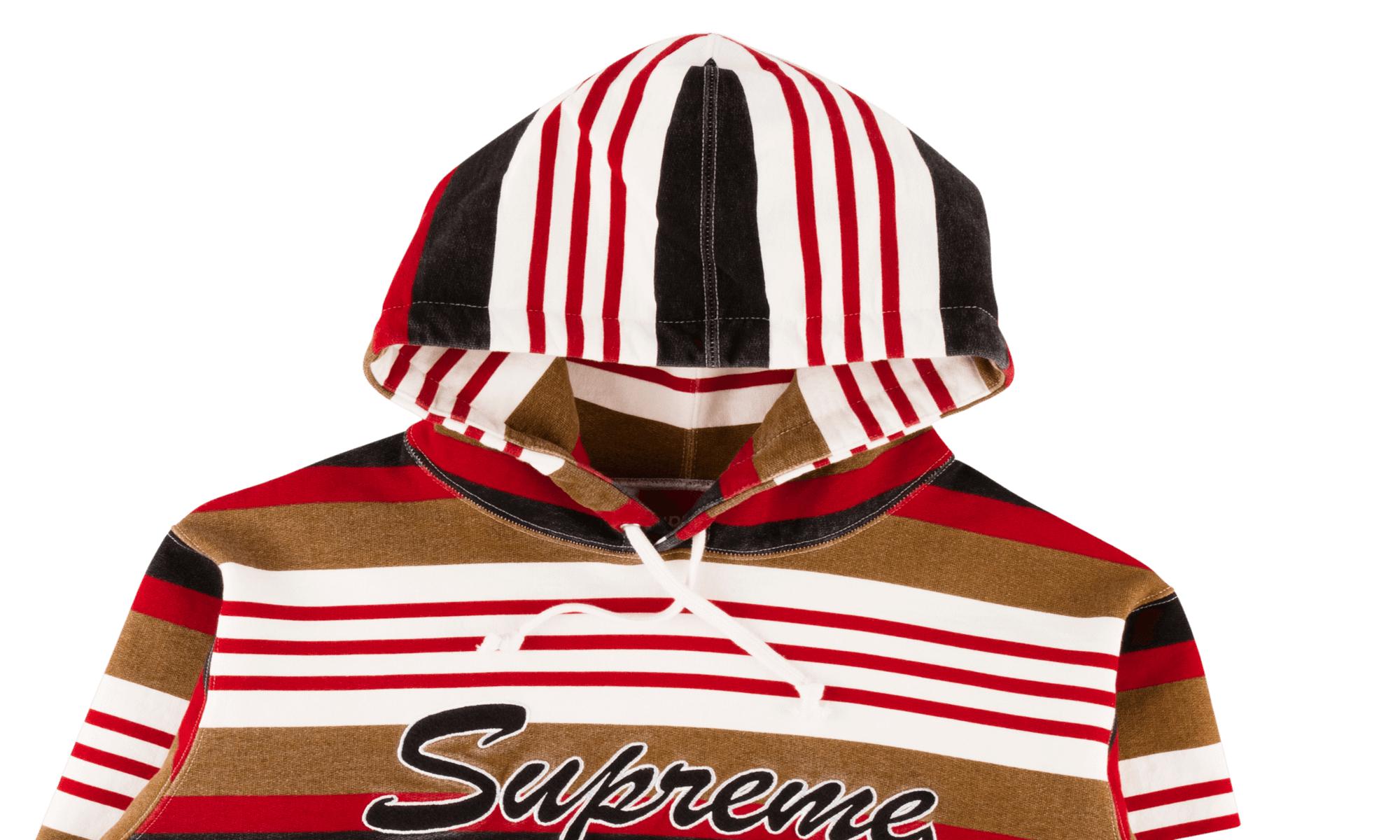 Supreme Striped Hooded Sweatshirt In Black Brown Red White Red Lyst
