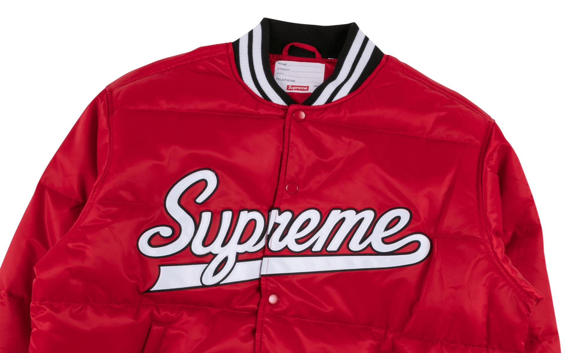 supreme varsity jacket red