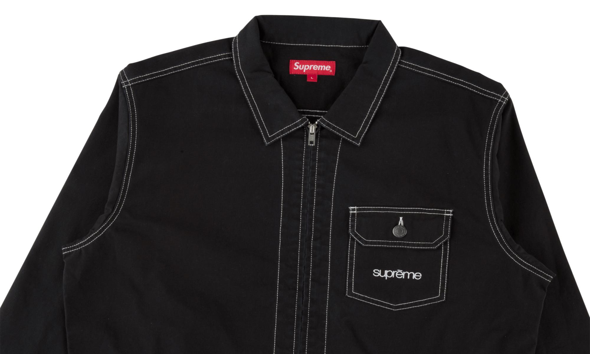 contrast stitch work jacket