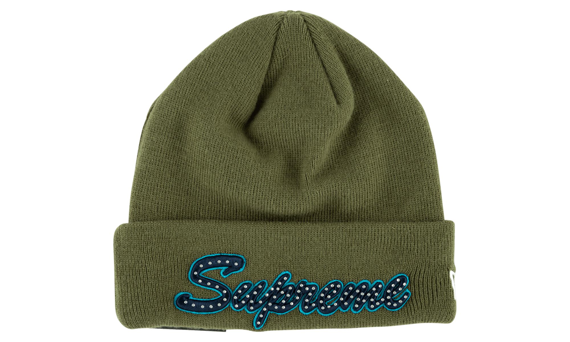 supreme new era script beanie