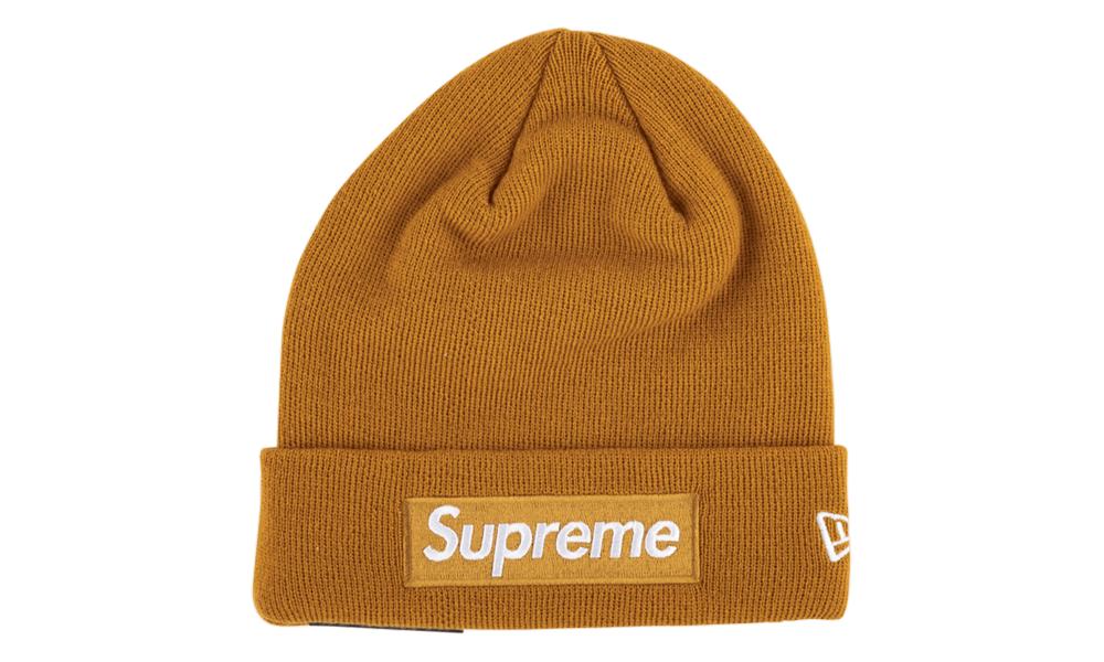 Supreme New Era Box Logo Beanie Hat 'fw 18' in Mustard (Brown) for 