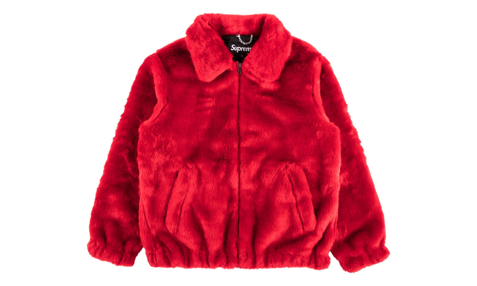 Supreme Faux Fur Bomber Jacket in Red - Lyst