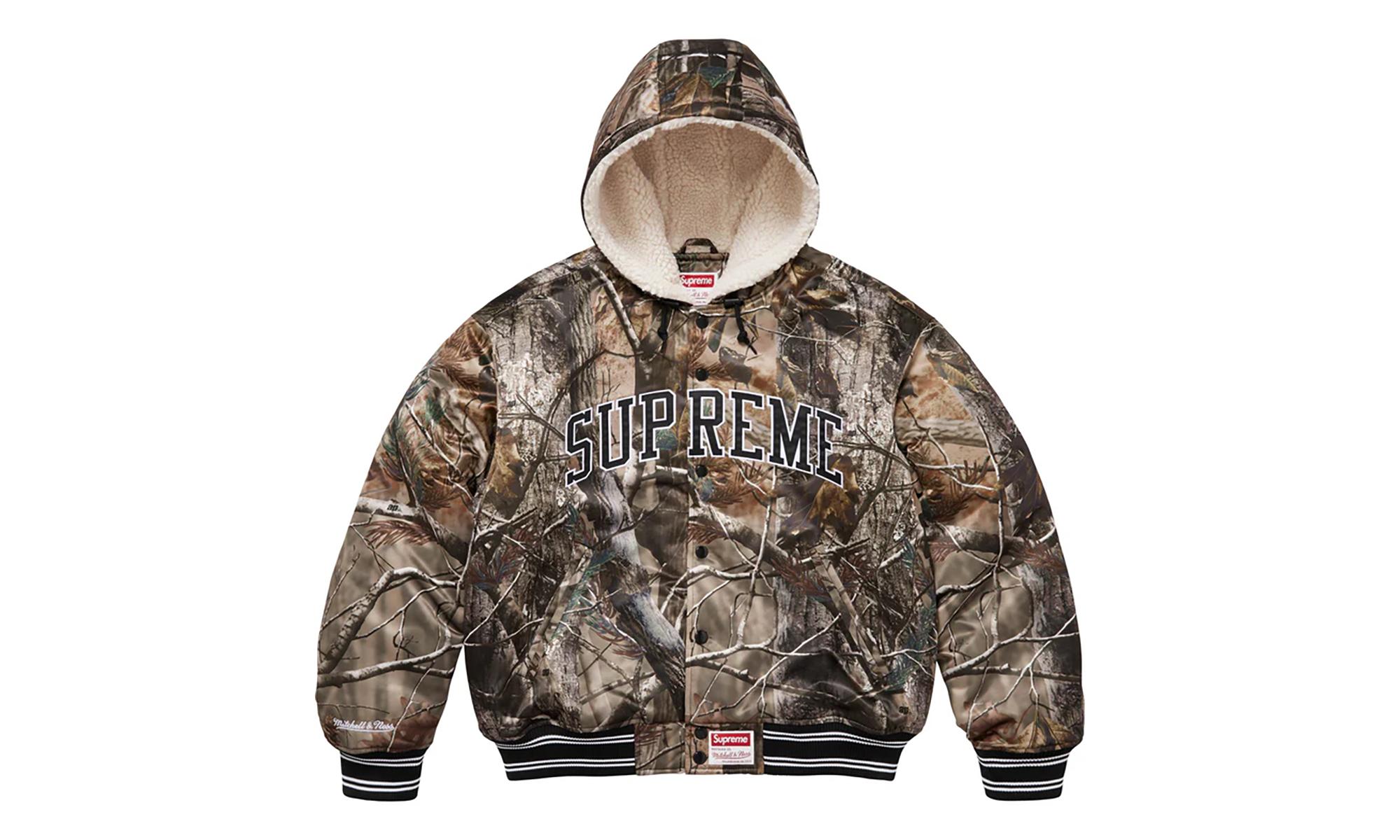 Supreme Mitchell & Ness Lined Hooded Satin Varsity Jacket 