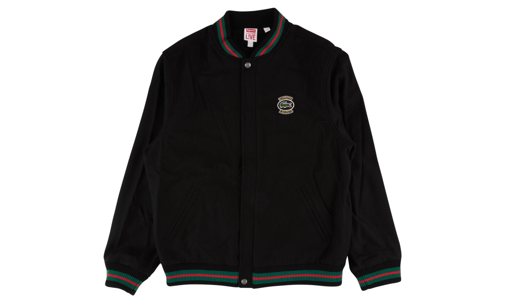 Supreme Lacoste Wool Varsity Jacket in Black for Men - Lyst