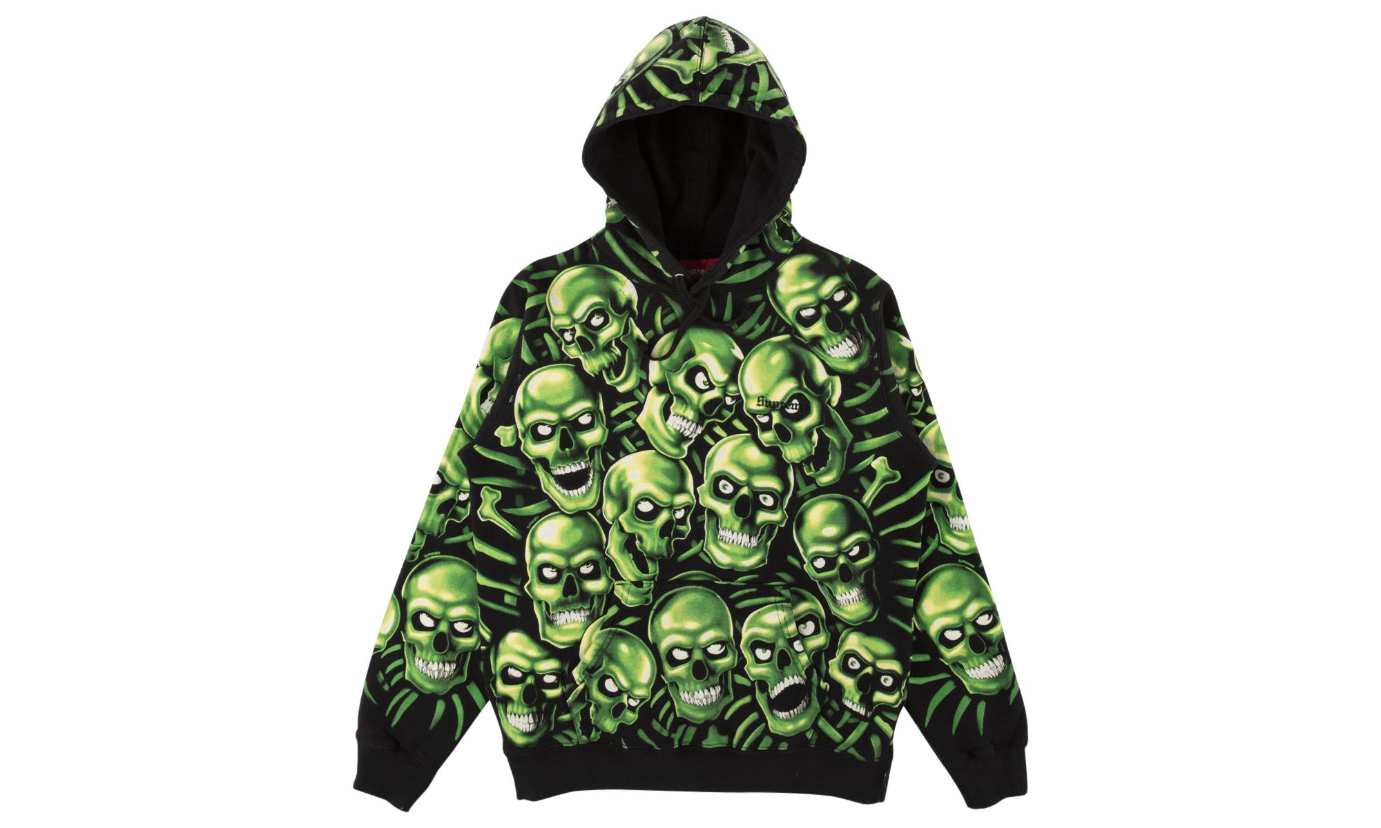 green skull hoodie supreme