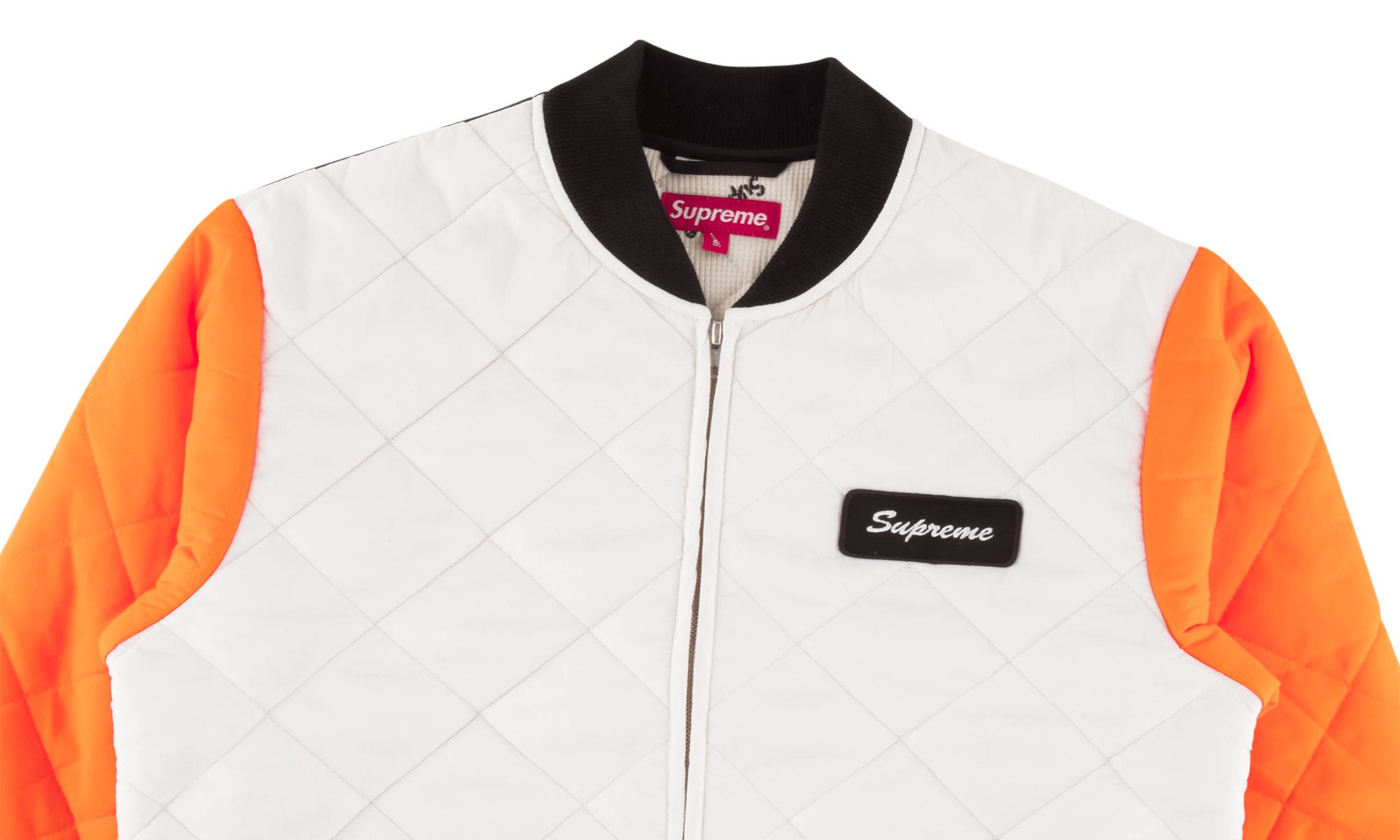 supreme color blocked quilted jacket