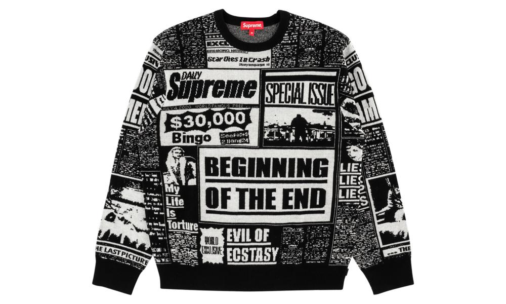Supreme Newsprint Sweater Shop, 56% OFF | www.ingeniovirtual.com