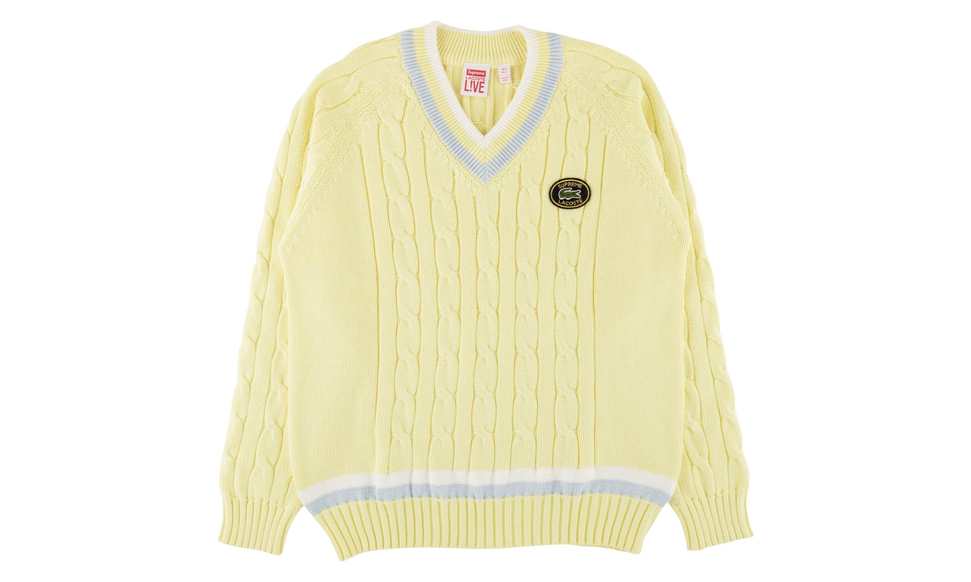 yellow lacoste cardigan