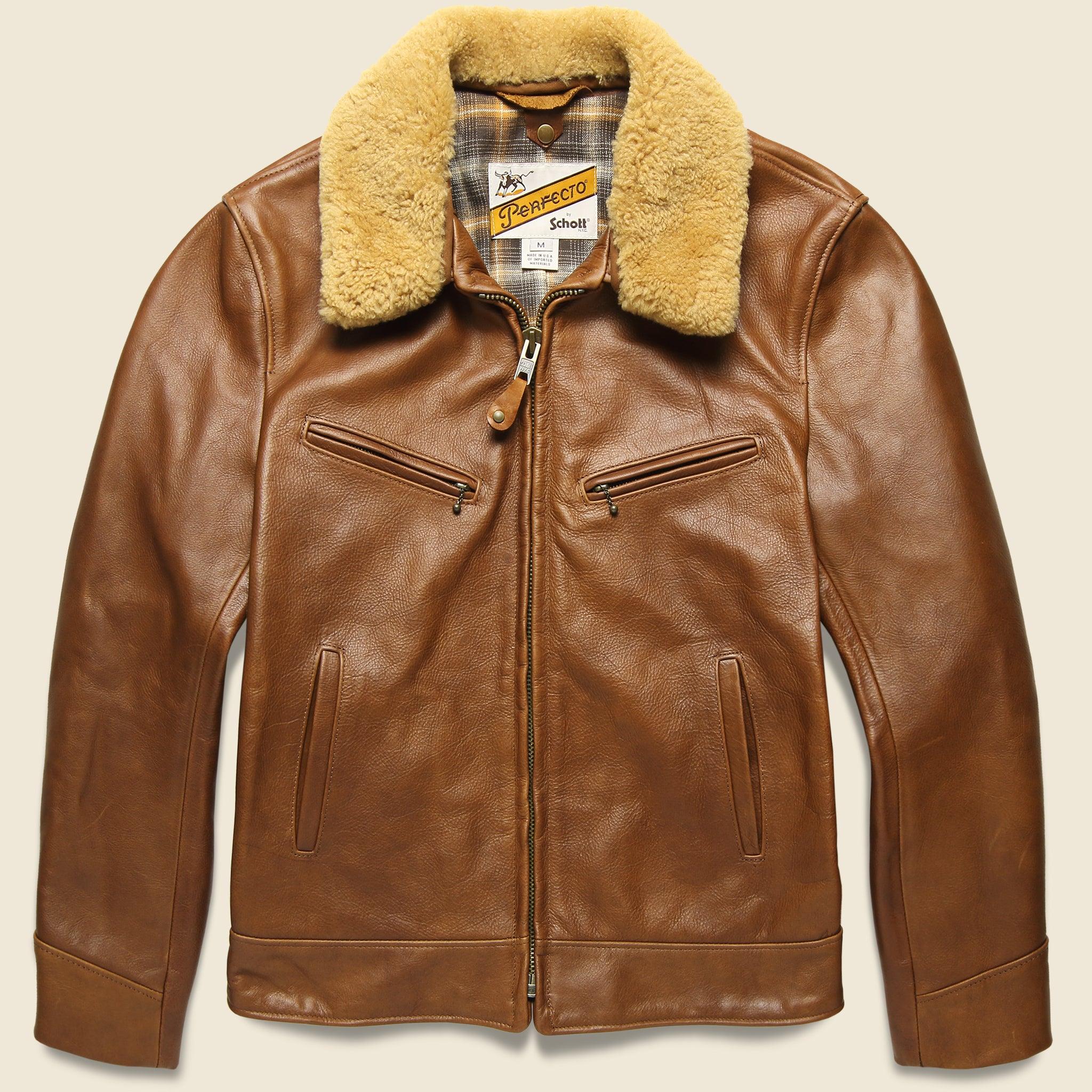 Schott Nyc Antique Cowhide Sherpa Jacket - Luggage Brown for Men | Lyst