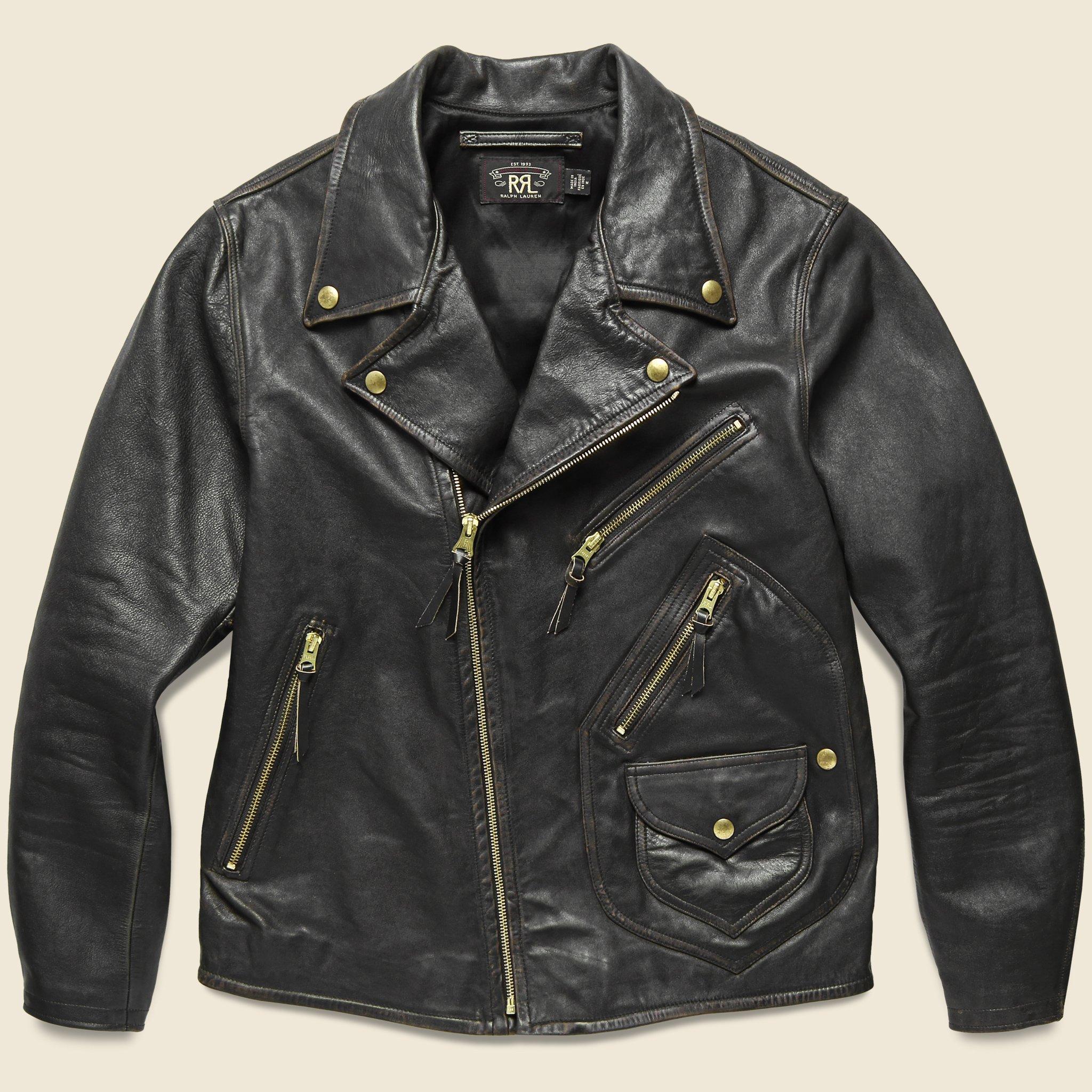 rrl slim fit leather jacket