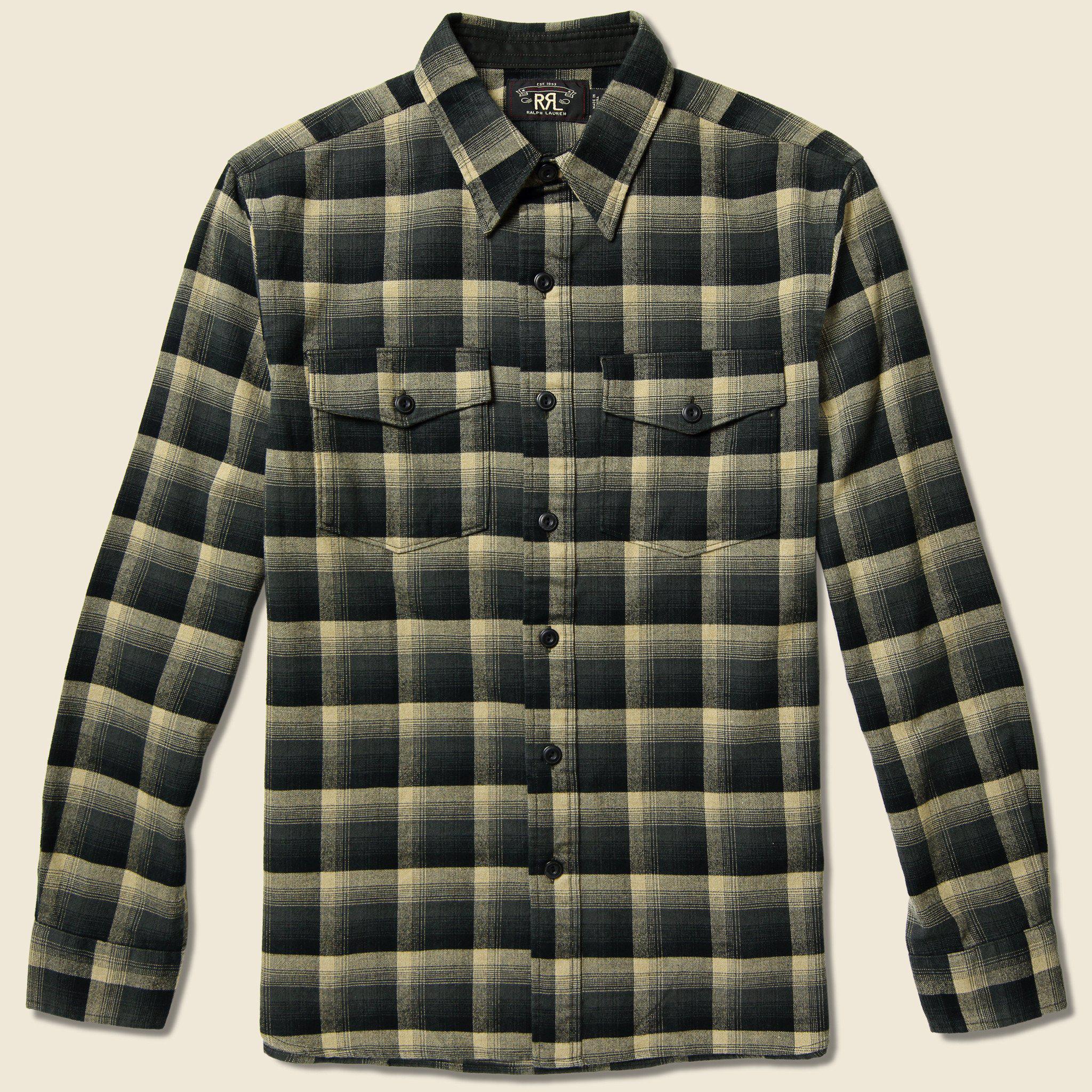 RRL Cotton Freeport Ombre Plaid 