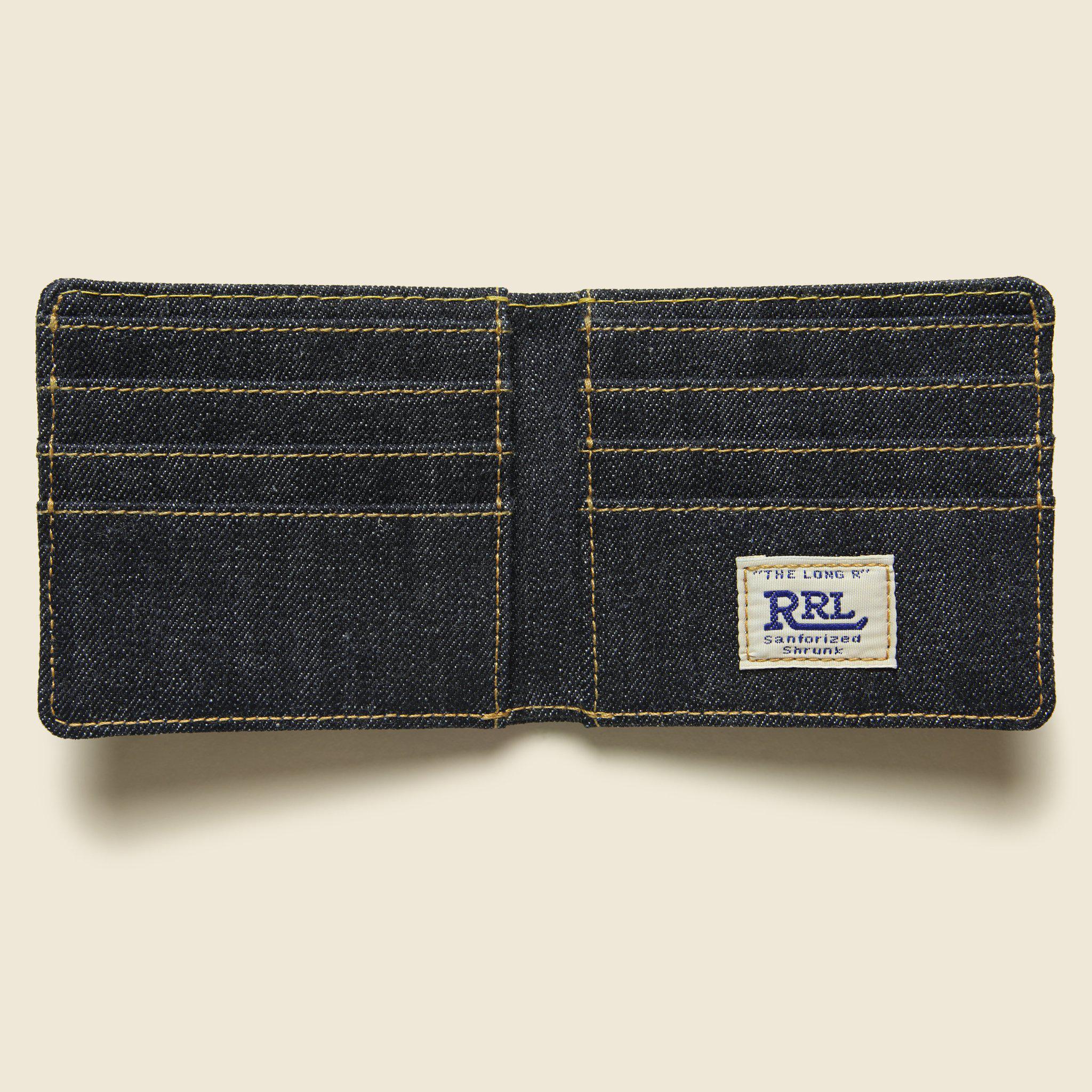 RRL Selvedge Denim Billfold Wallet Indigo in Blue for Men Lyst