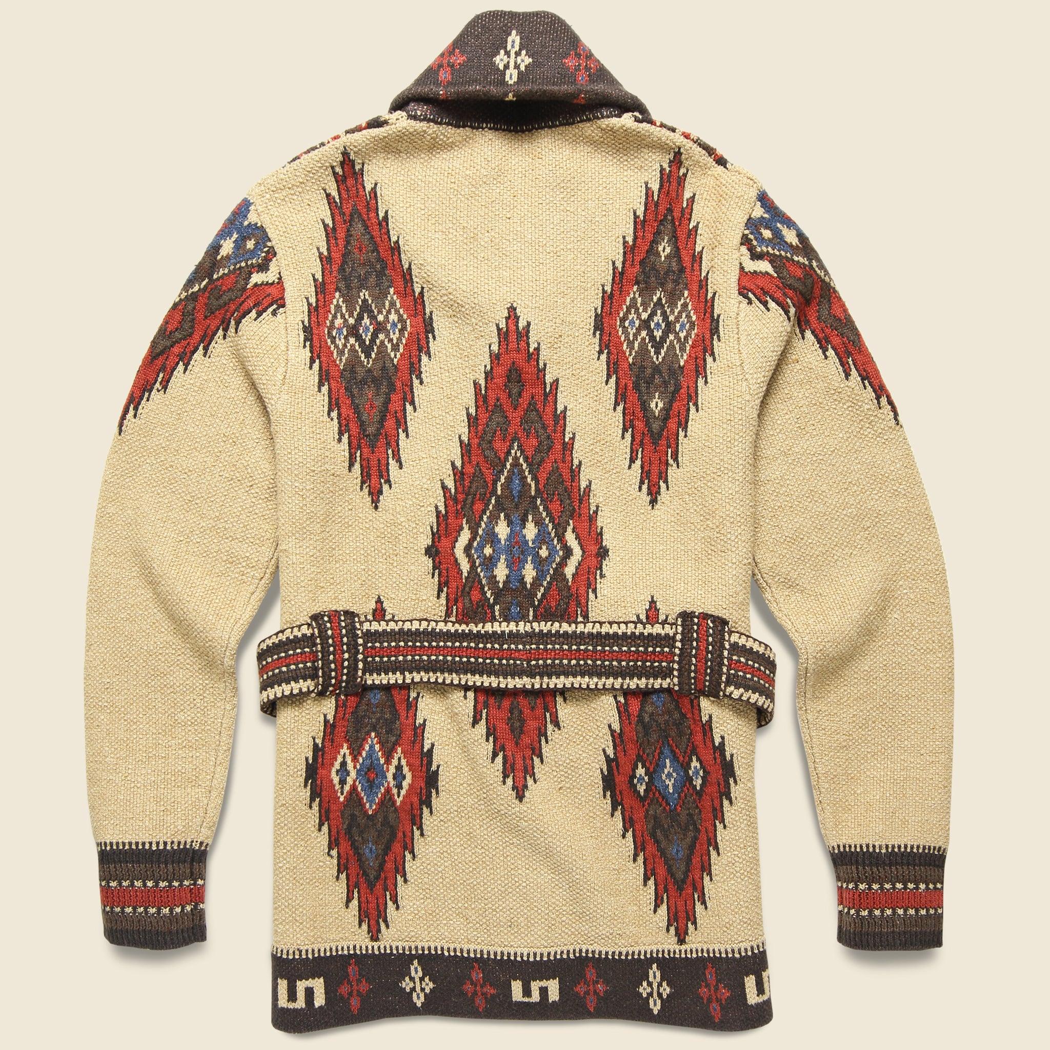 RRL Linen-blend Belted Cardigan - Tan 