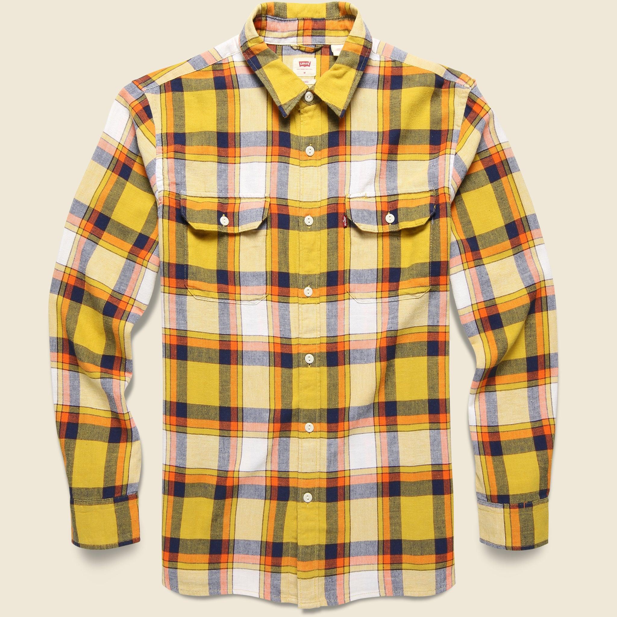 Levi's Premium Jackson Worker Flannel Shirt - Grassquit Cool Yellow for Men  | Lyst