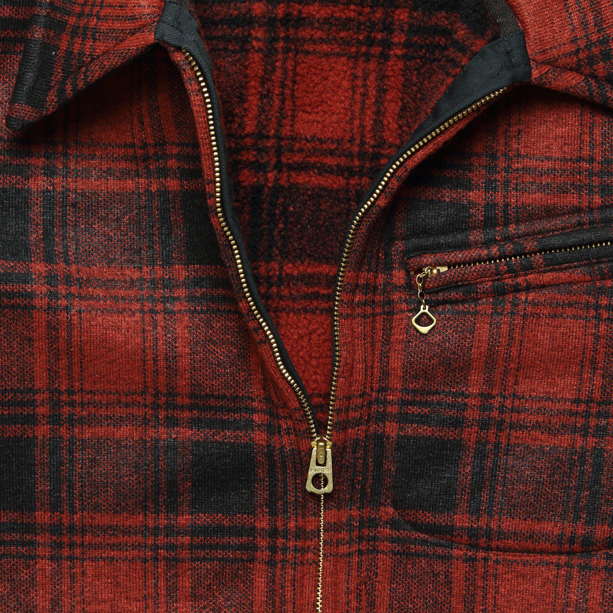 RRL Weist Plaid Fleece Jacket Red/black for Men Lyst