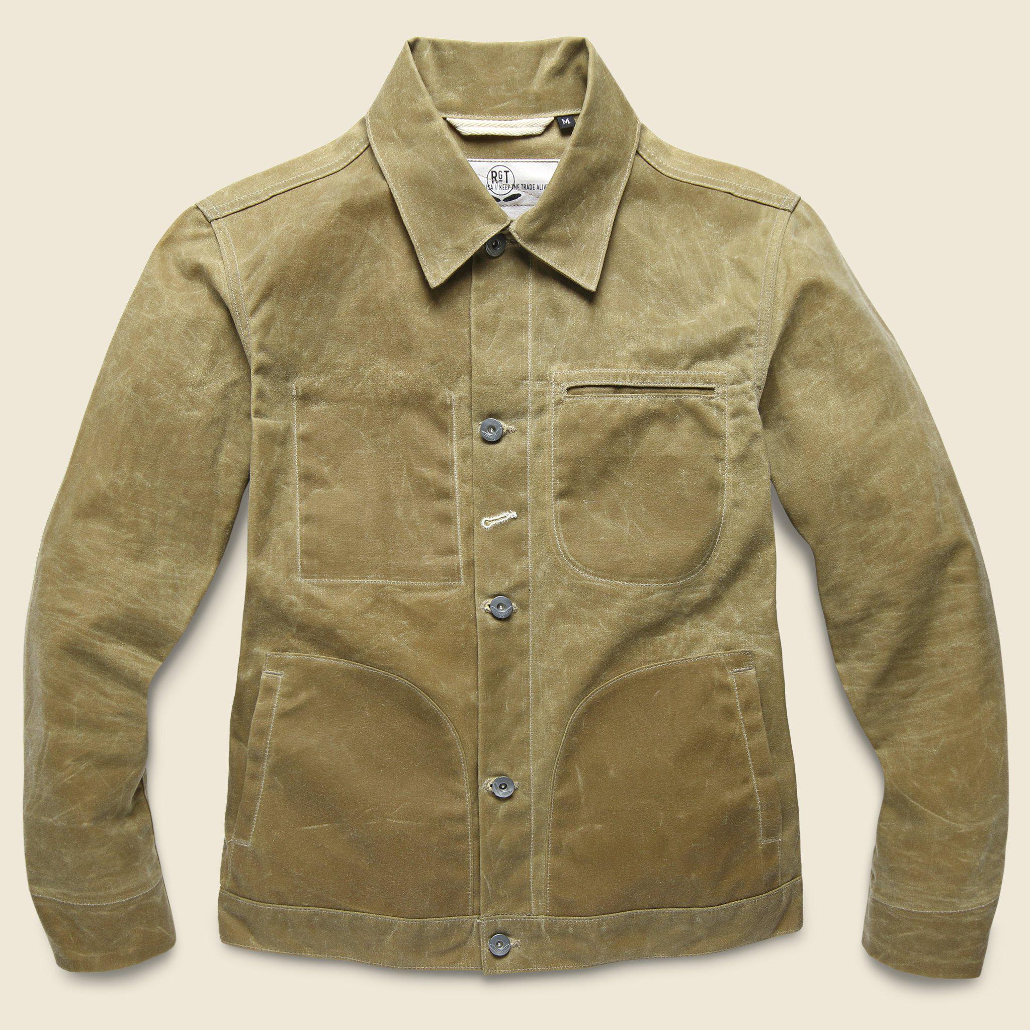 tan waxed canvas jacket