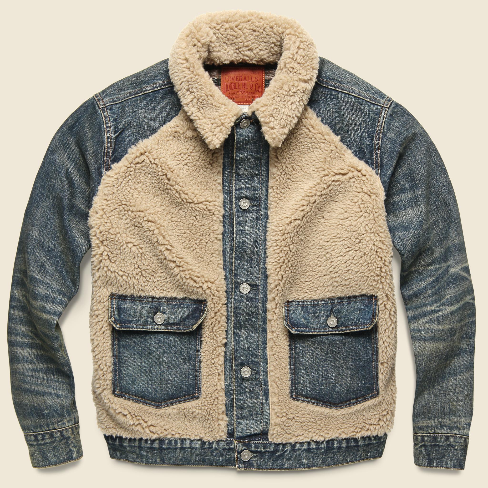 RRL Grizzly Sherpapaneled Denim Jacket Indigo in Blue for Men Lyst