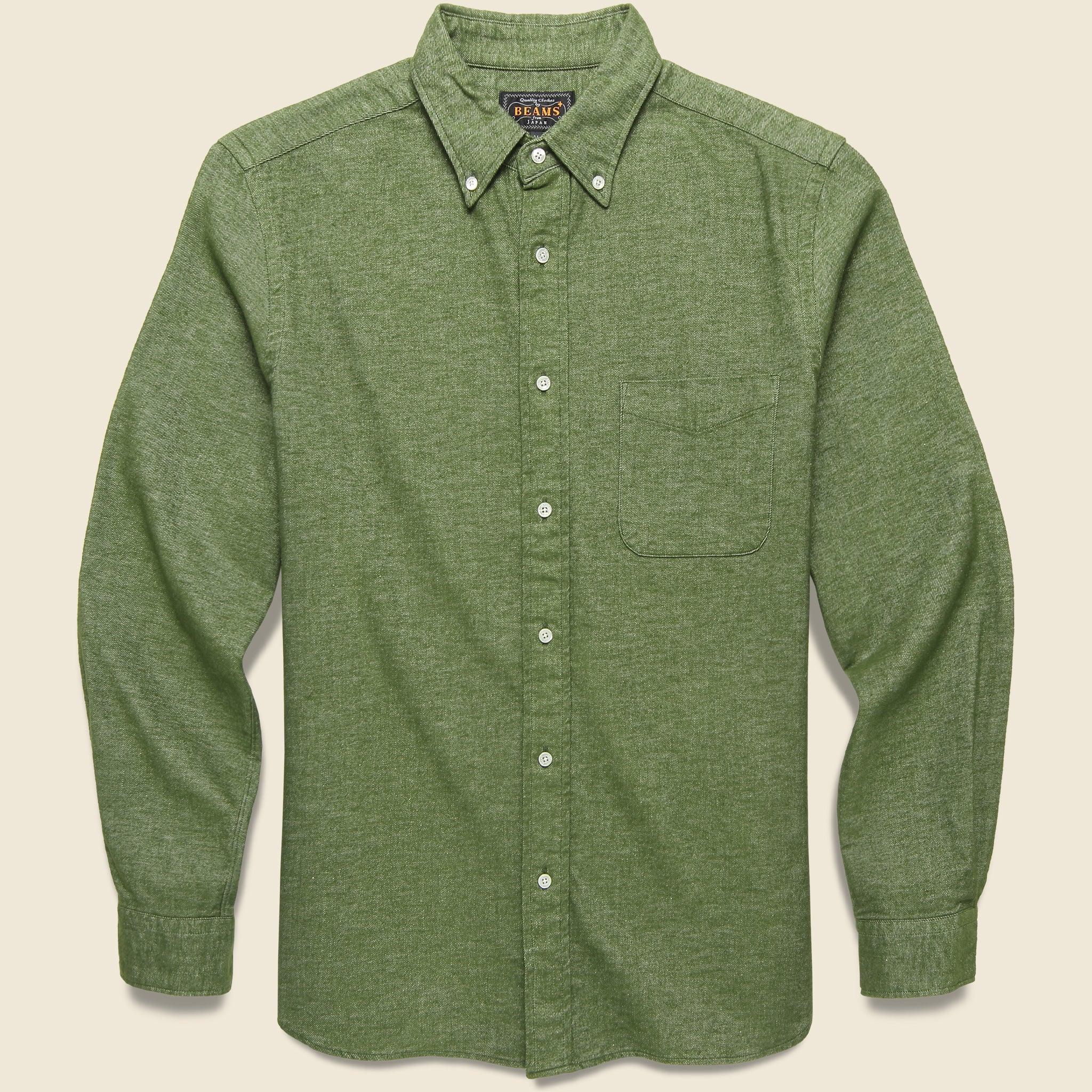 Beams Plus Flannel Shirt Olive in Green for Men Lyst