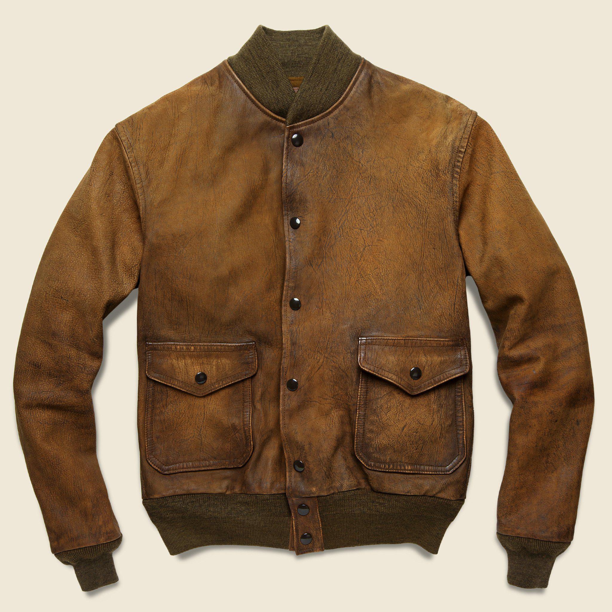 Lyst Rrl Leather Aviator Jacket Brown In For Men Gallery