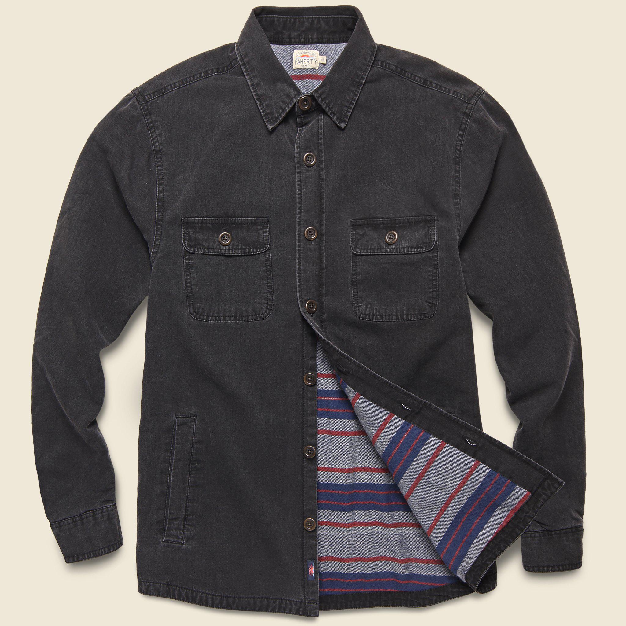 Faherty Blanket Lined Cpo Shirt Jacket in Black for Men | Lyst