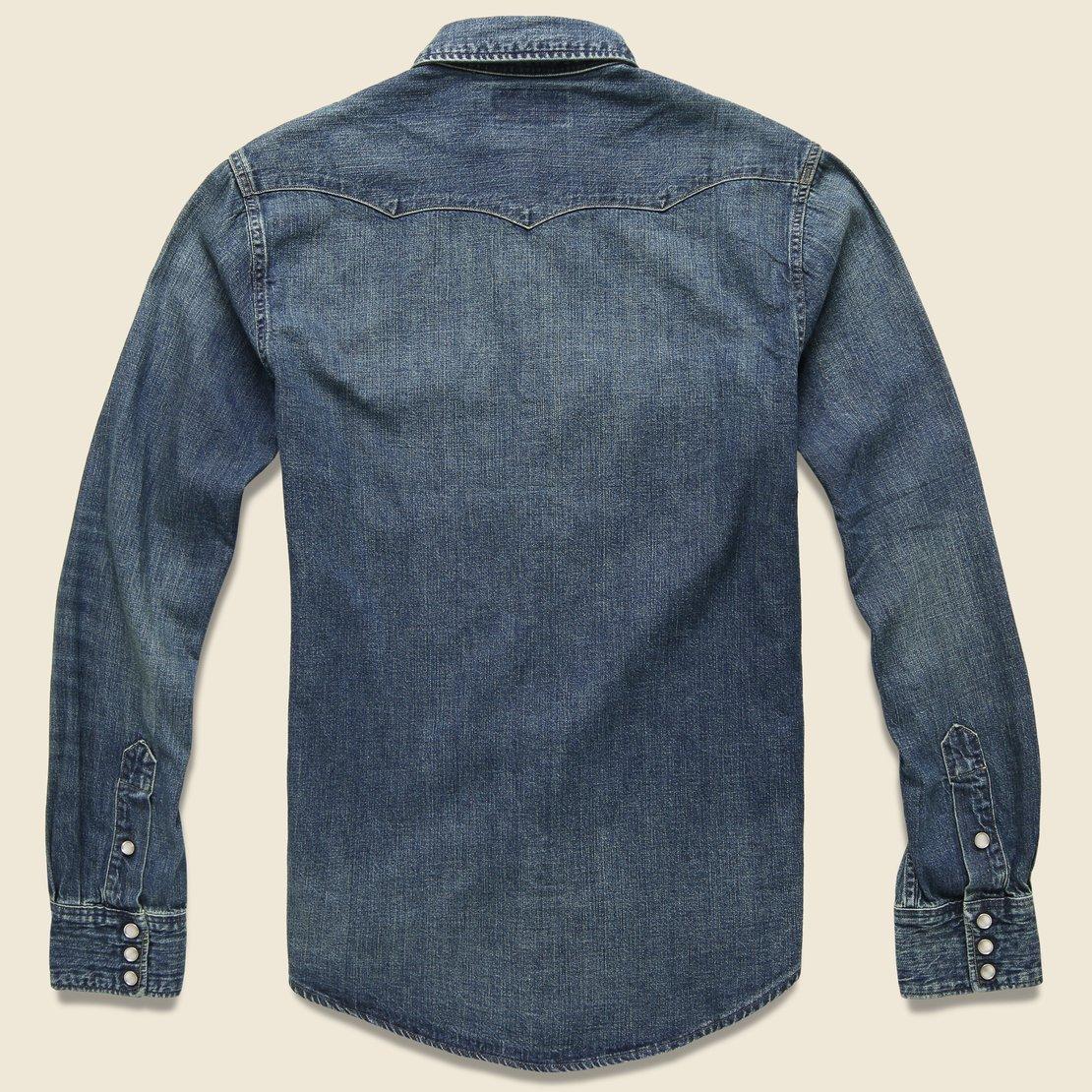 RRL Slim Fit Denim Western Shirt - Dark Wash in Blue for Men - Lyst