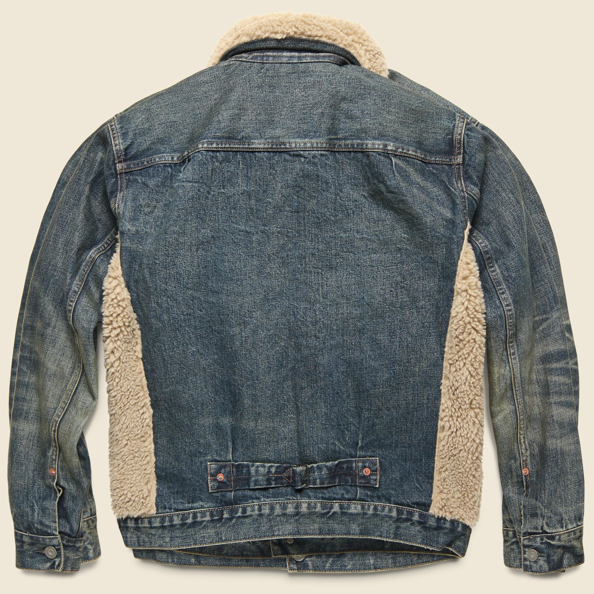 RRL Grizzly Sherpa-paneled Denim Jacket - Indigo in Blue for Men - Lyst