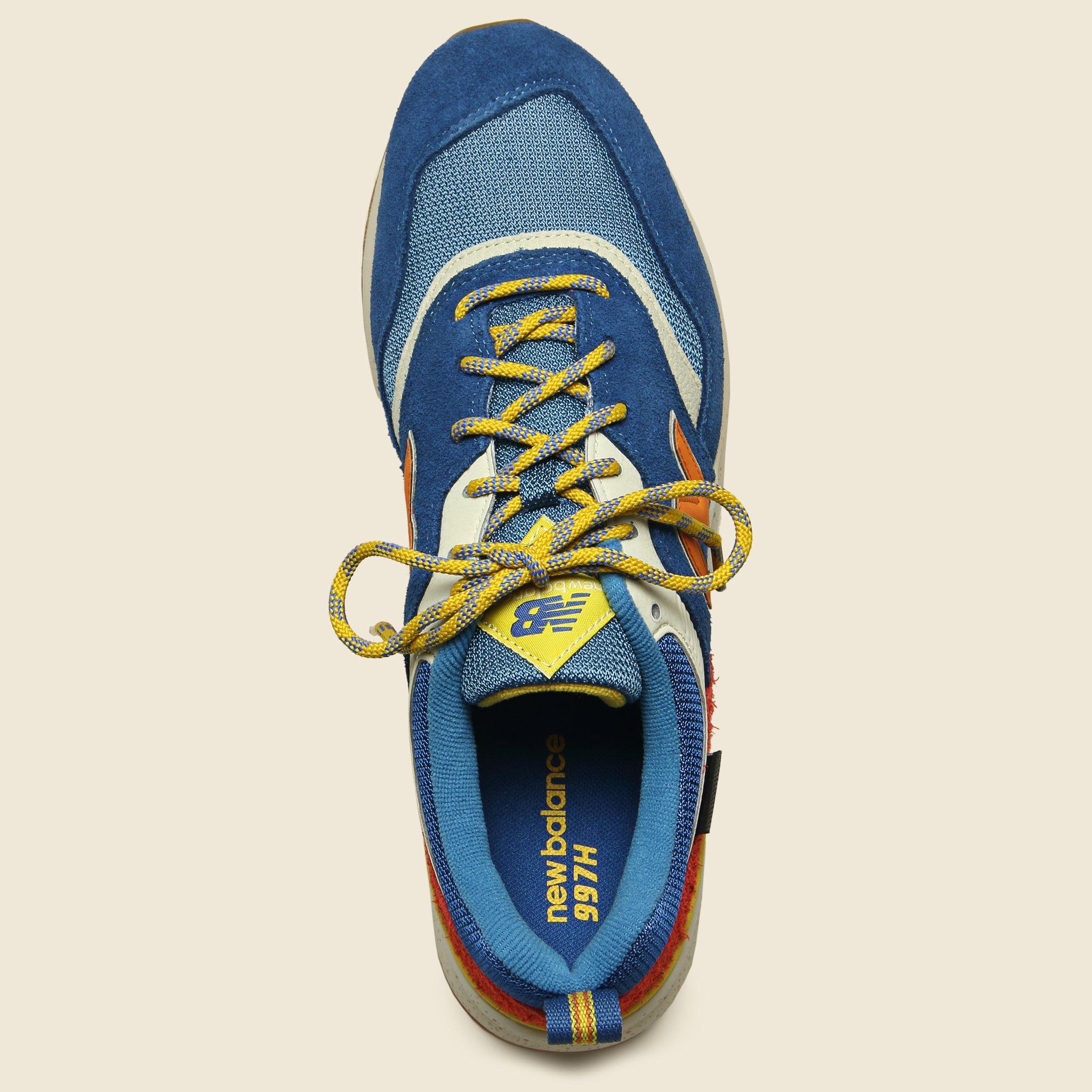 new balance 997h blue with varsity orange