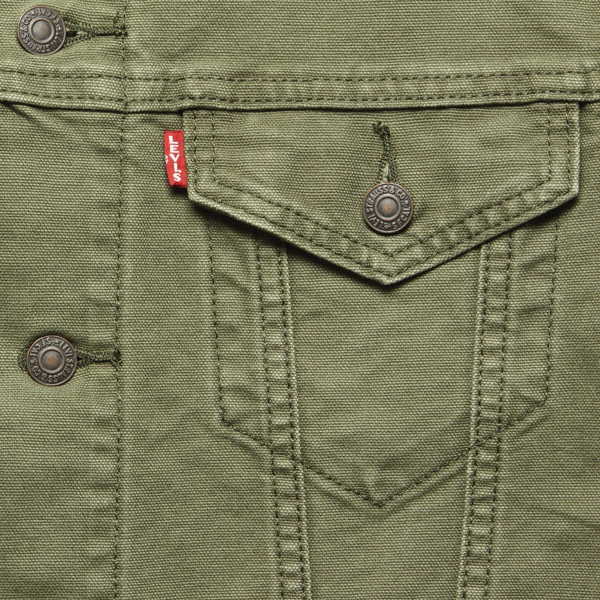 olive green levi's denim jacket