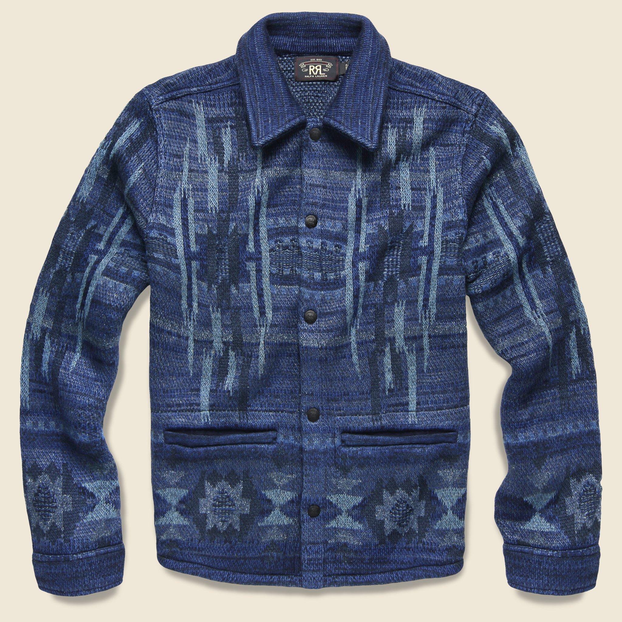RRL Cotton Chimayo Birdseye Jacquard Workshirt Sweater in Blue for Men ...