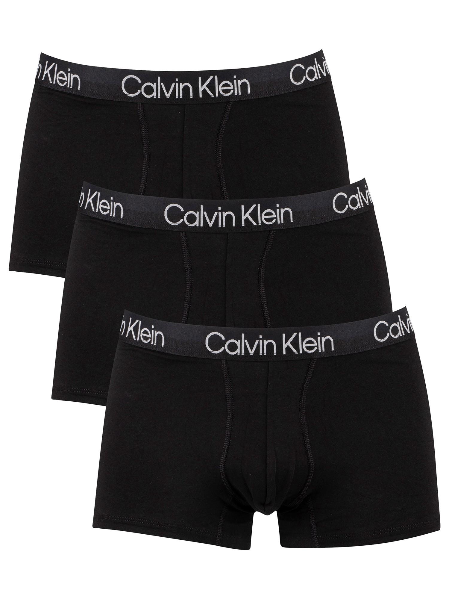 Calvin Klein 3 Pack Modern Structure Trunks in Black for Men | Lyst