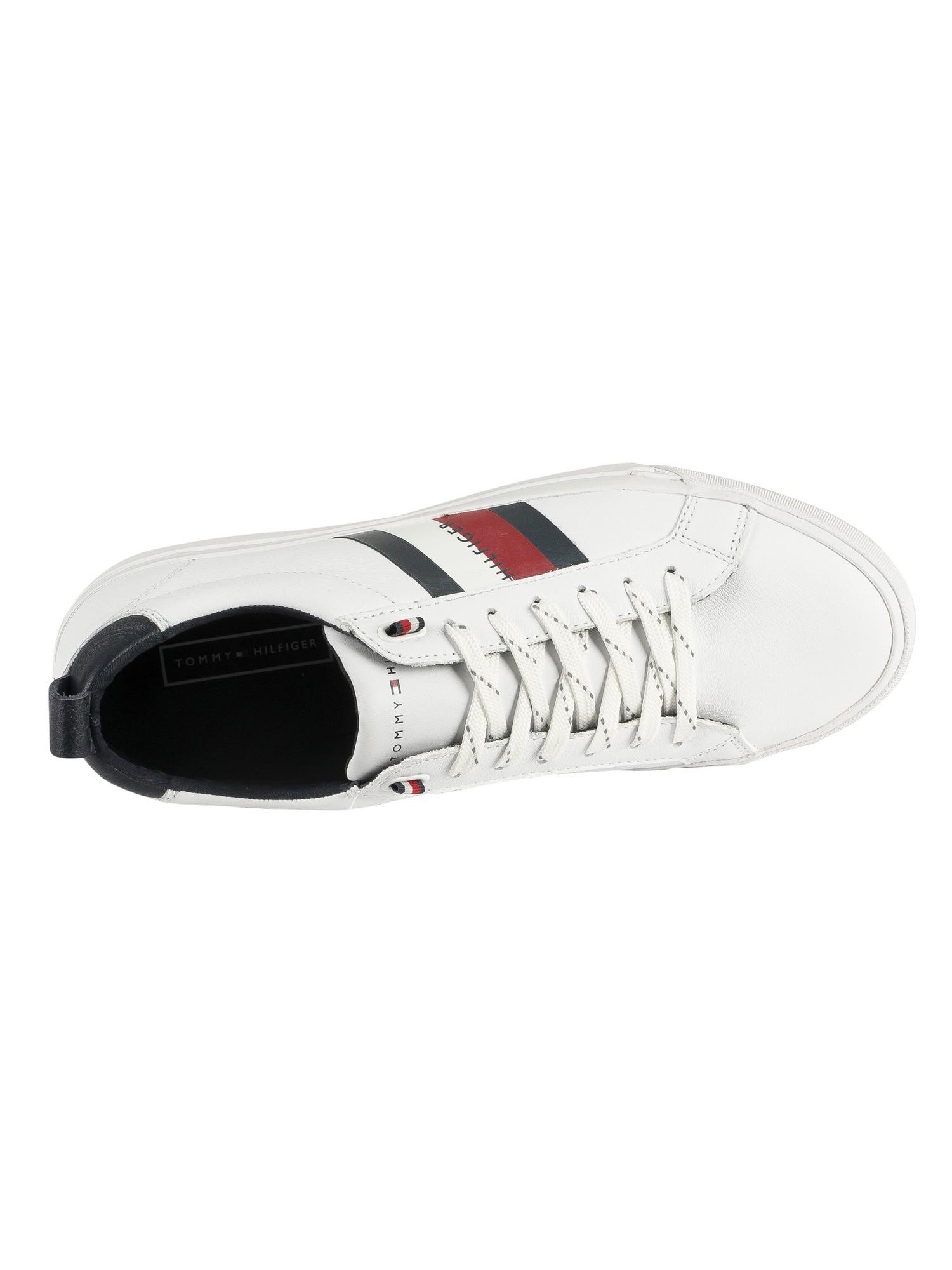 tommy hilfiger flag detail leather trainers