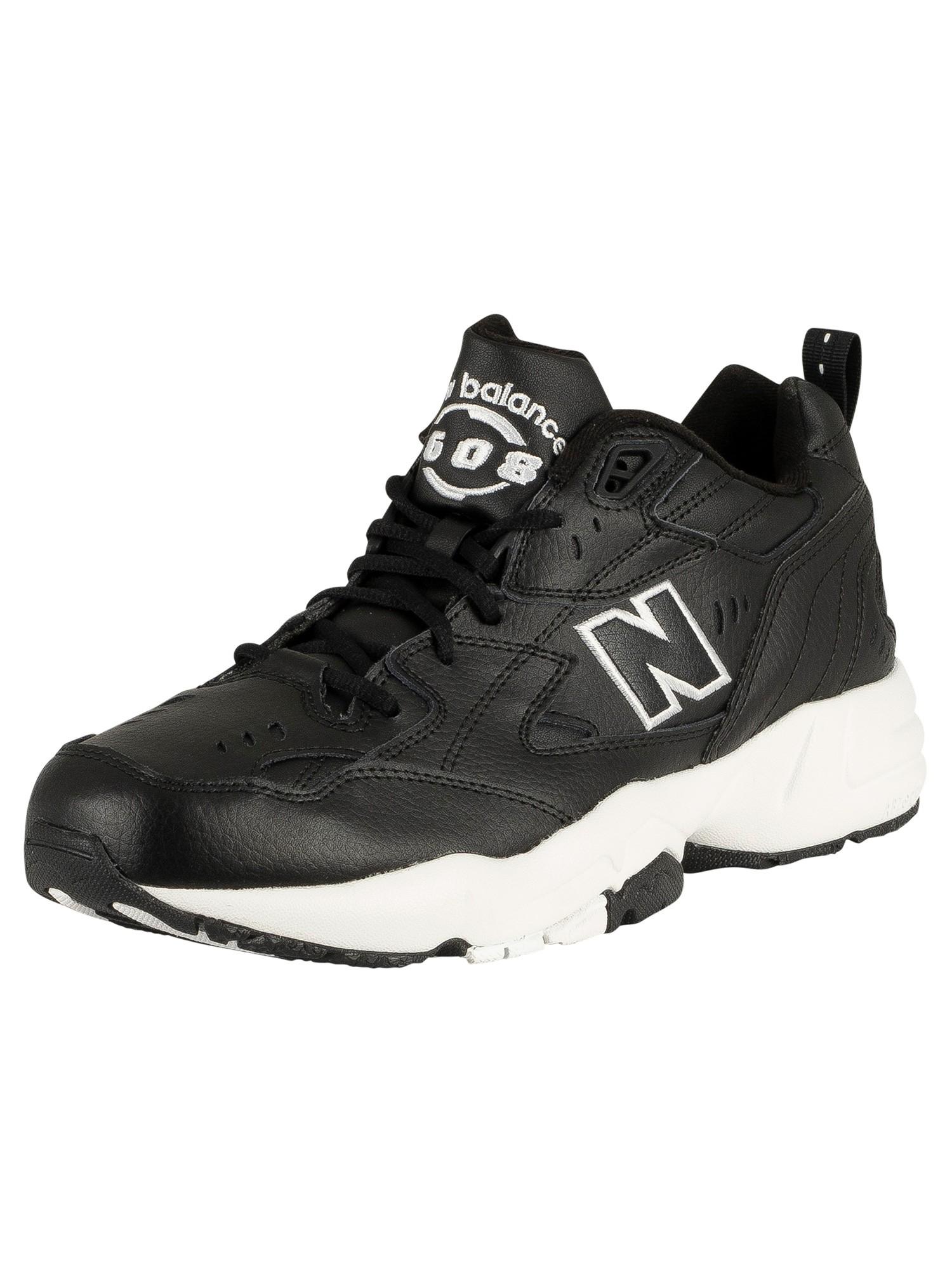 New Balance 608 Leather Trainers in Black/White (Black) for Men Lyst