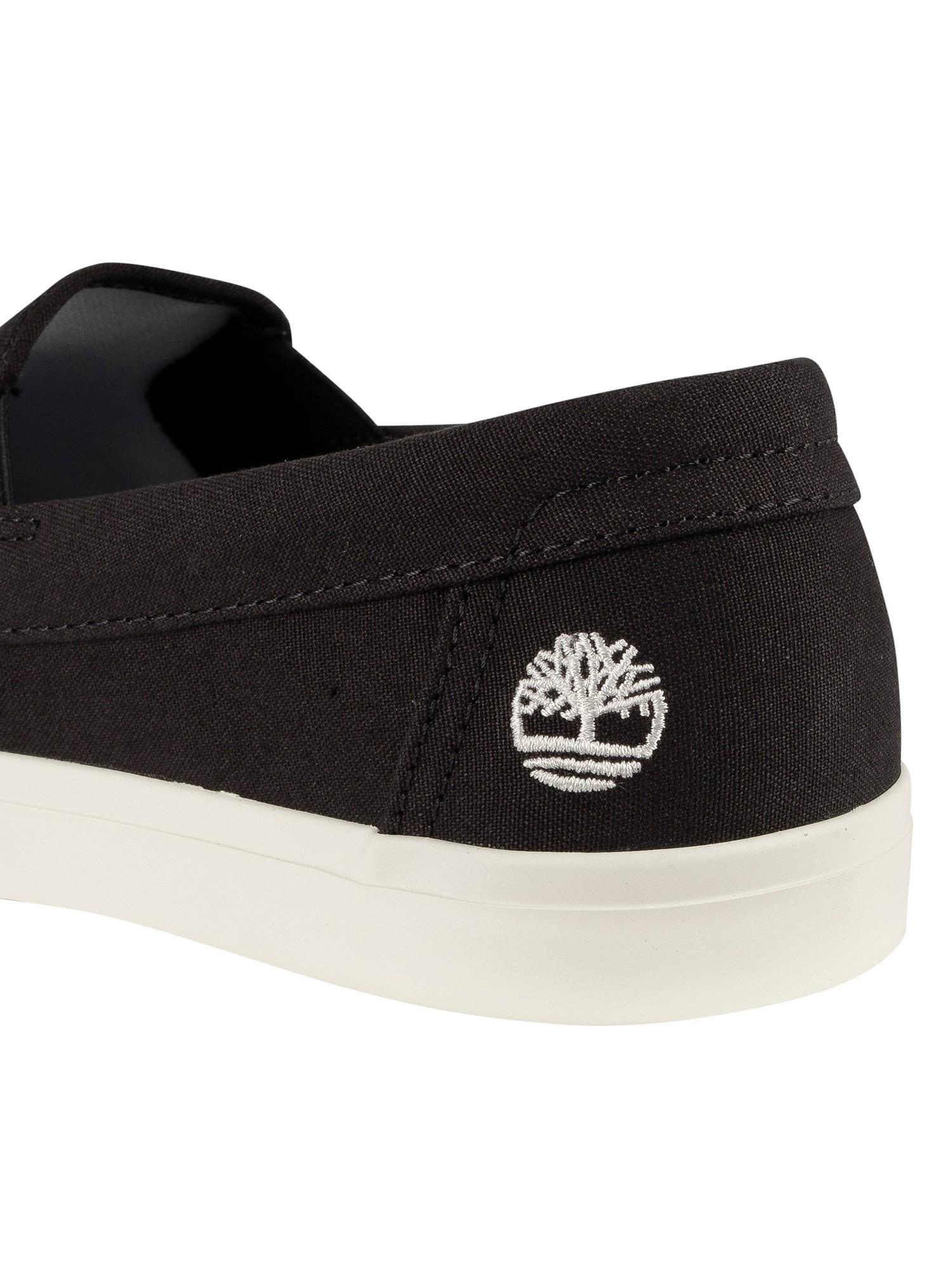 timberland black slip on shoes