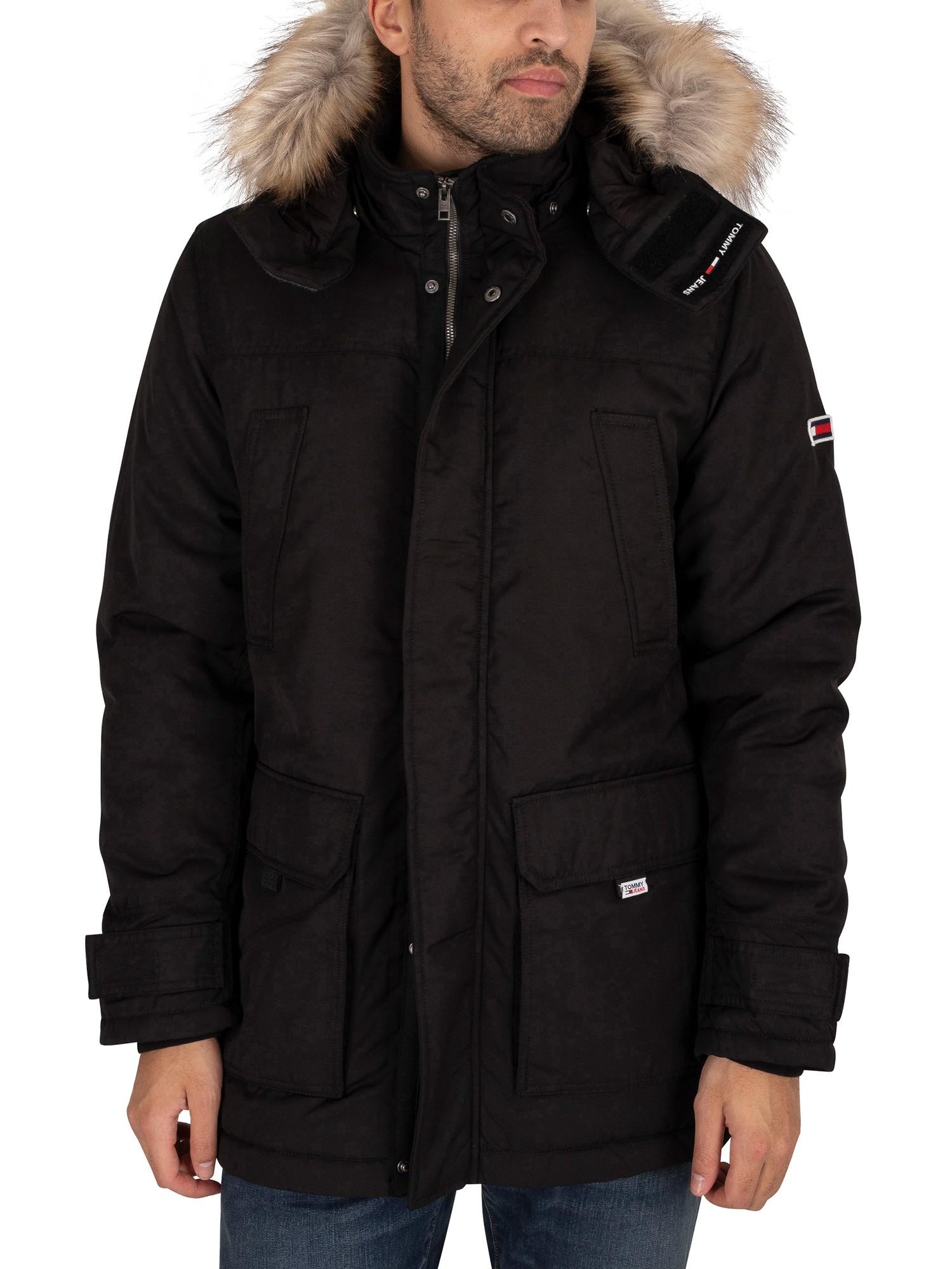 I modsætning til Windswept parallel Tommy Hilfiger Tech Parka Jacket in Black for Men | Lyst